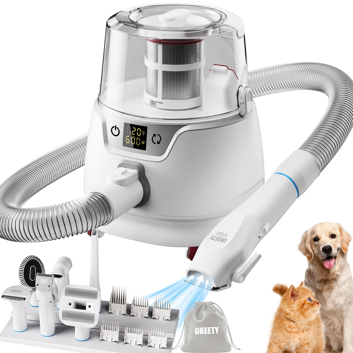 Ukeety Dog Grooming Kit Pet Grooming Vacuum Pet Hair Vacuum with