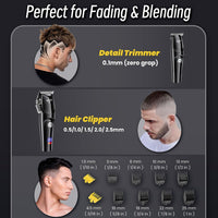 Ukeety Hair Clippers for Men Professional Beard Trimmer Cordless Hair Clippers with LED Display Rechargeable T-Blade Hair Trimmer Hair Cutting Kit for Household Barber Kit