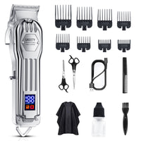 Hair Clippers for Men,Professional Hair Cutting Kit Cordless Close Trimmer with LED Display Beard Trimmer Barbers Men Women Kids Clipper Set Full Metal Rechargeable Grooming Kit