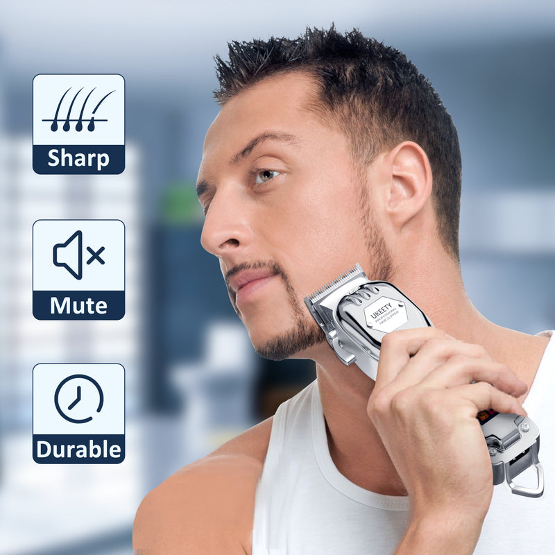 Hair Clippers for Men,Professional Hair Cutting Kit Cordless Close Trimmer with LED Display Beard Trimmer Barbers Men Women Kids Clipper Set Full Metal Rechargeable Grooming Kit