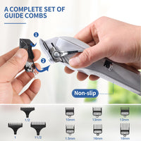 Hair Clippers for Men Professional Hair Cutting Kit Full Metal Cordless Close Cutting T-Blade Trimmer Kit with LED Display Beard Trimmer Barbers Men Women Kids Clipper Set Rechargeable Grooming Kit