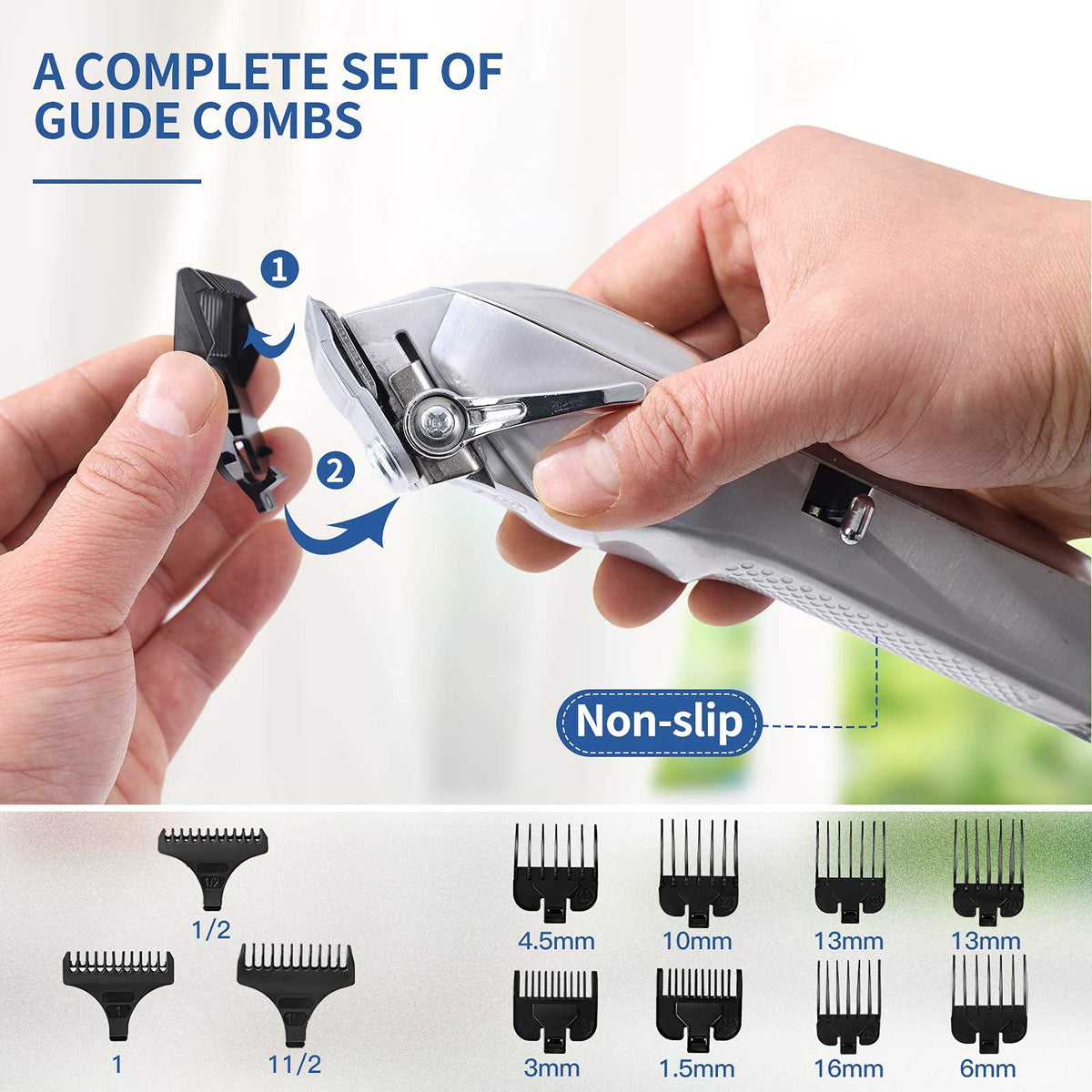 Hair Clippers for Men Full Metal Cordless Close Cutting T-Blade Trimmer Kit with LED Display Professional Hair Cutting Kit Beard Trimmer Barbers Men Women Kids Clipper Set Rechargeable Grooming Kit