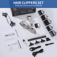 Hair Clippers for Men Professional Hair Cutting Kit Full Metal Cordless Close Cutting T-Blade Trimmer Kit with LED Display Beard Trimmer Barbers Men Women Kids Clipper Set Rechargeable Grooming Kit